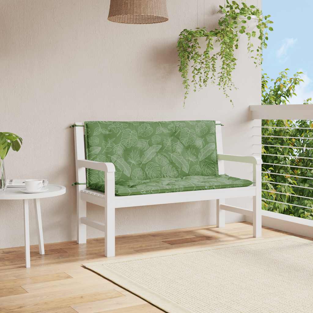 vidaXL Perne bancă de grădină 2 buc. model frunze 120x50x7 cm textil