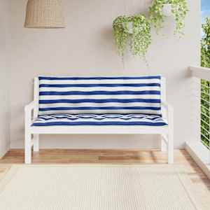 Podušky na lavici 2 ks modré a bílé pruhy 150x50x7 cm textil - obrázek 3