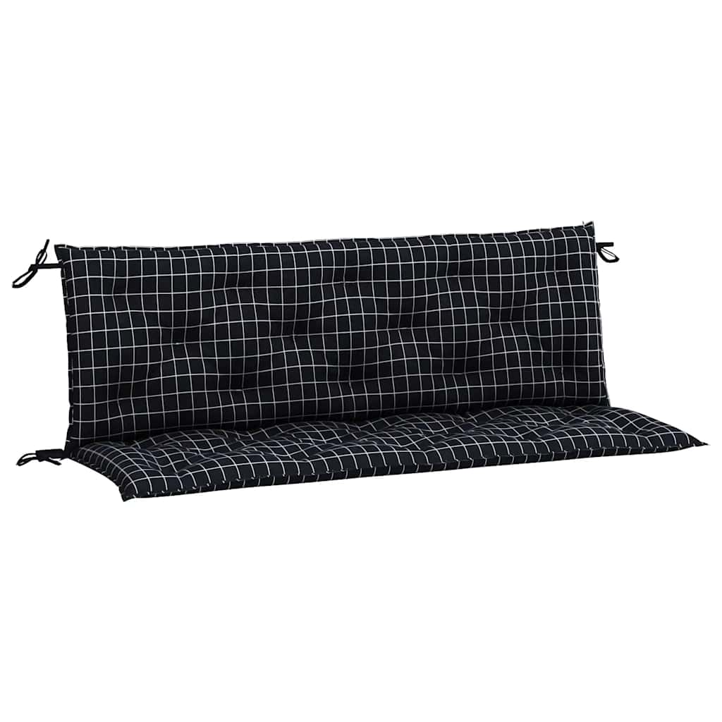 VidaXL Garden Bench Cushions 2pcs Black Check Pattern 150x50x7cm Fabric