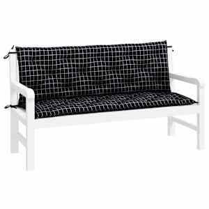 Podušky na lavici 2 ks černé kárované 150 x 50 x 7 cm textil - obrázek 4