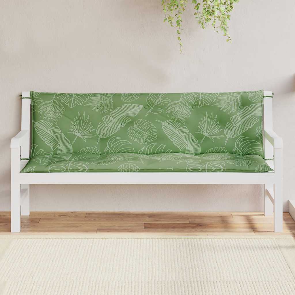 vidaXL Tuinbankkussens 2 st bladpatroon 150x50x7 cm stof groen, foto 2
