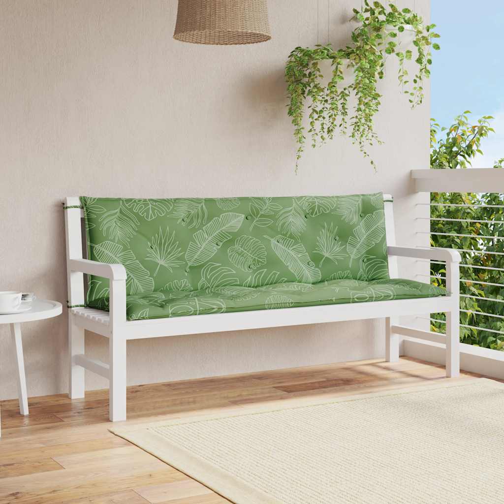 vidaXL Perne bancă de grădină, 2 buc, 150x50x7cm, model frunze, textil