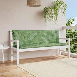 Podušky na zahradní lavici 2 ks vzor listů 150x50x7 cm textil - obrázek 1