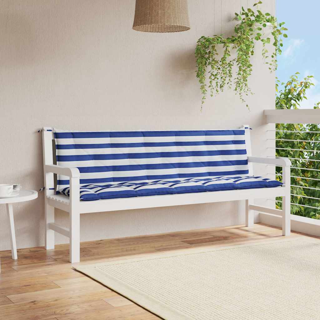 vida XL Gartenbank-Auflagen 2 Stk. Blau & Weiß Gestreift Oxford-Gewebe