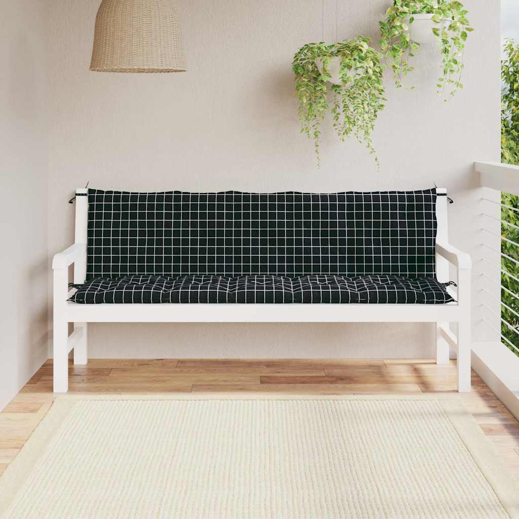 vida XL Gartenbank-Auflagen 2 Stk. Schwarz Karomuster Oxford-Gewebe