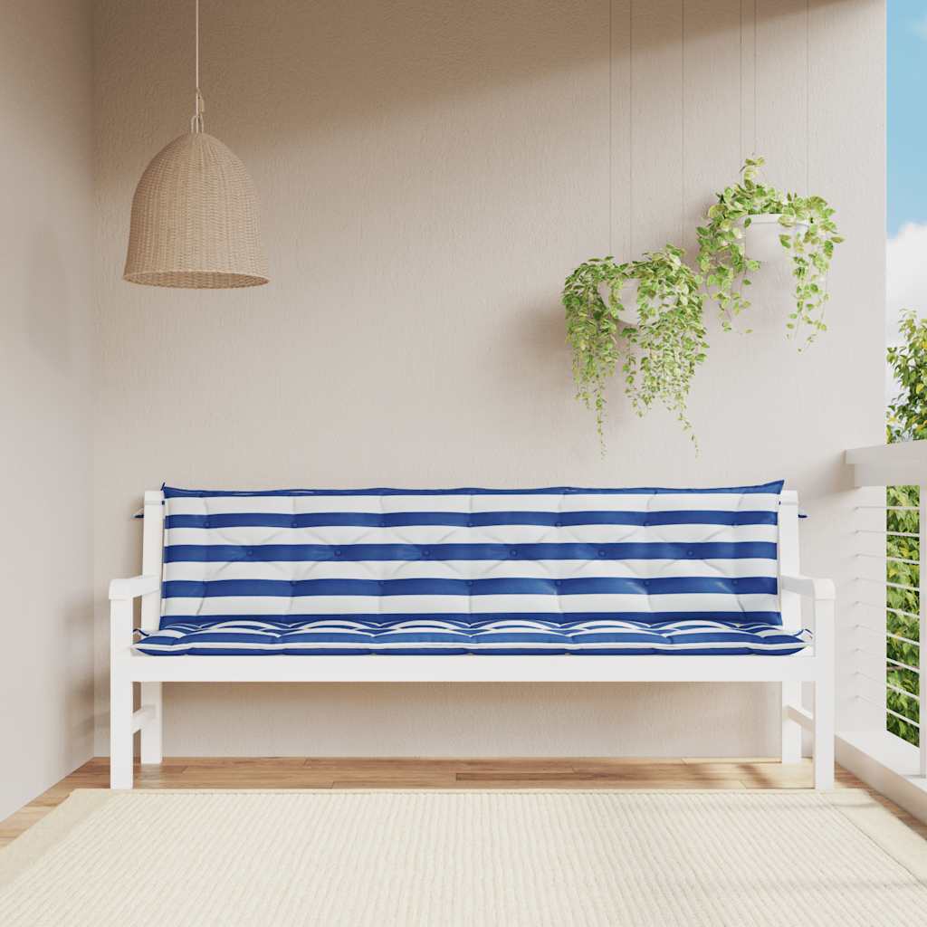 vidaXL Gartenbank-Auflagen 2 Stk. Blau&Weiß Gestreift 200x50x7cm Stoff