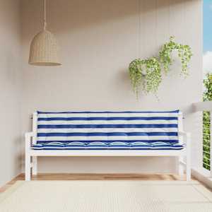 Podušky na lavici 2 ks modré a bílé pruhy 200x50x7 cm textil - obrázek 1