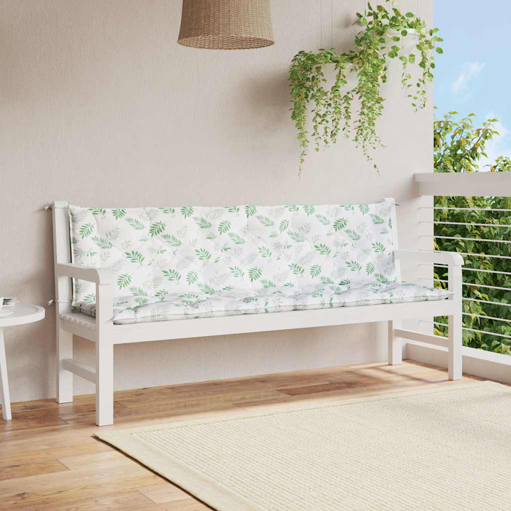 vidaXL Perne bancă de grădină, 2 buc, 200x50x7cm, model frunze, textil