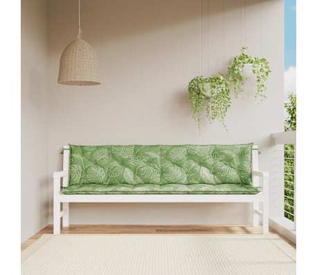 vidaXL Coussins de banc de jardin lot de 2 motif de feuilles tissu