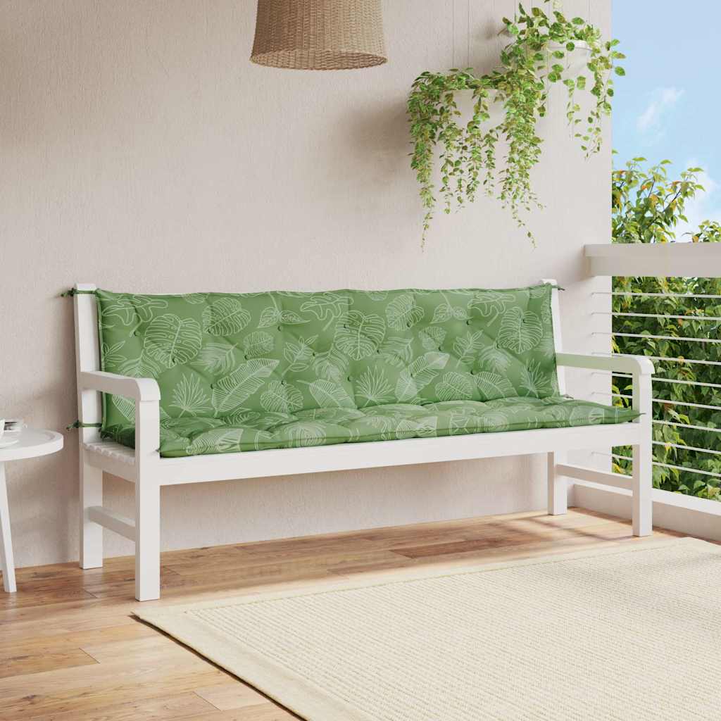 vidaXL Gartenbank-Auflagen 2 Stk. Blattmuster 200x50x7 cm Stoff