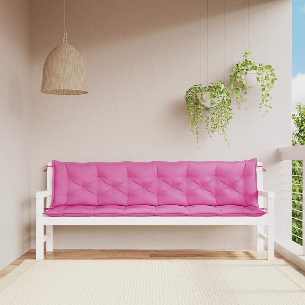 vidaXL Tuinbankkussens 2 st 200x50x7 cm stof roze afbeelding