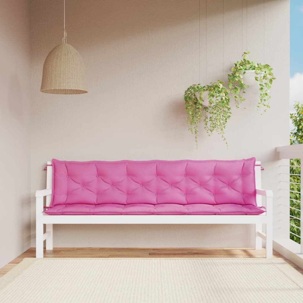 vidaXL hynder til havebænk 2 stk. 200x50x7 cm stof pink