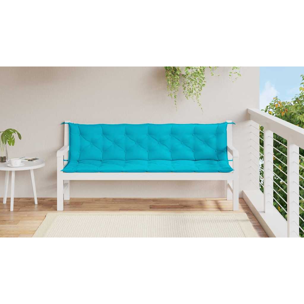 vidaXL Perne bancă de grădină, 2 buc., turcoaz, 200x50x7 cm, textil
