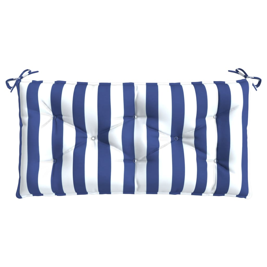 vidaXL Tuinbankkussen gestreept 110x50x7 cm stof wit en blauw
