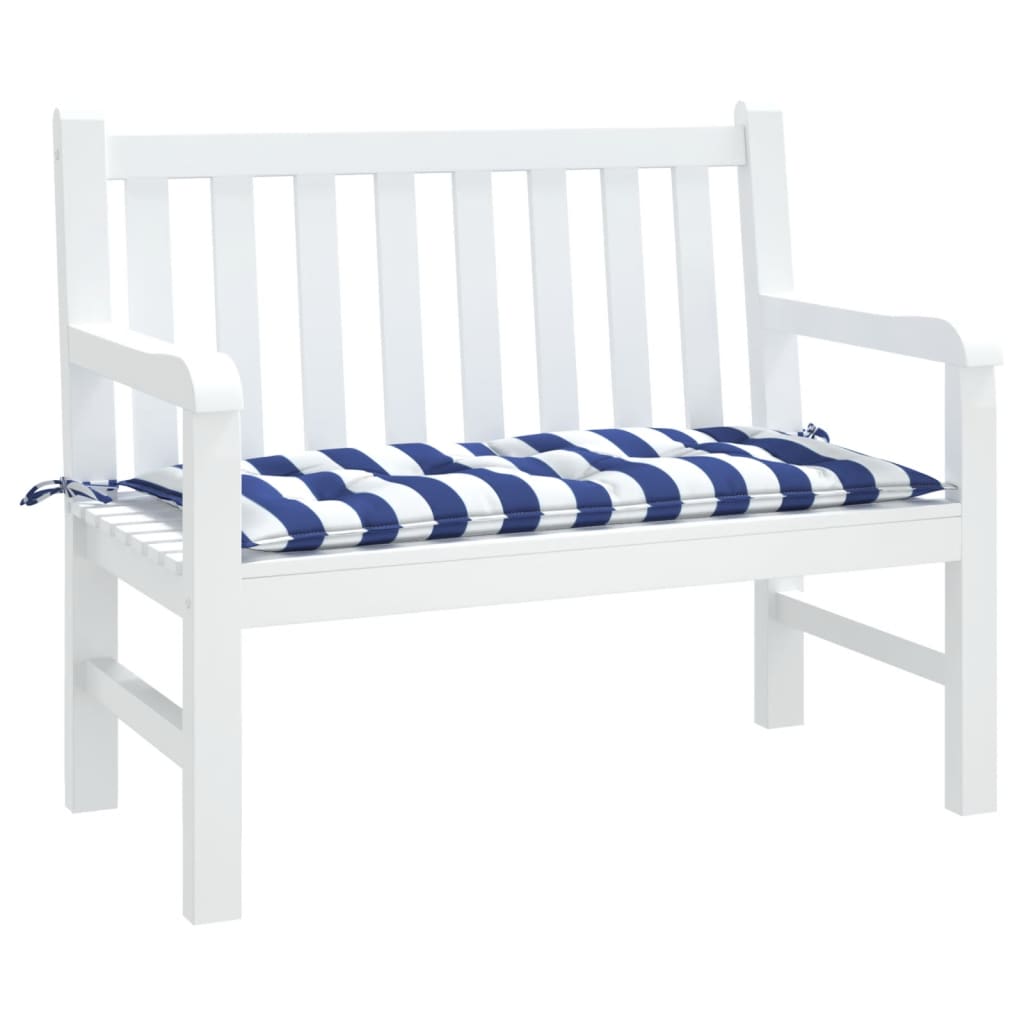 vidaXL Coussin de banc de jardin rayures bleues et blanches 110x50x7cm