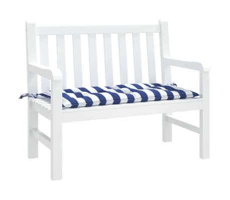 vidaXL Coussin de banc de jardin rayures bleues et blanches 110x50x7cm