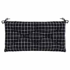 Poduška na zahradní lavici černá károvaná 110x50x7 cm textil - obrázek 2
