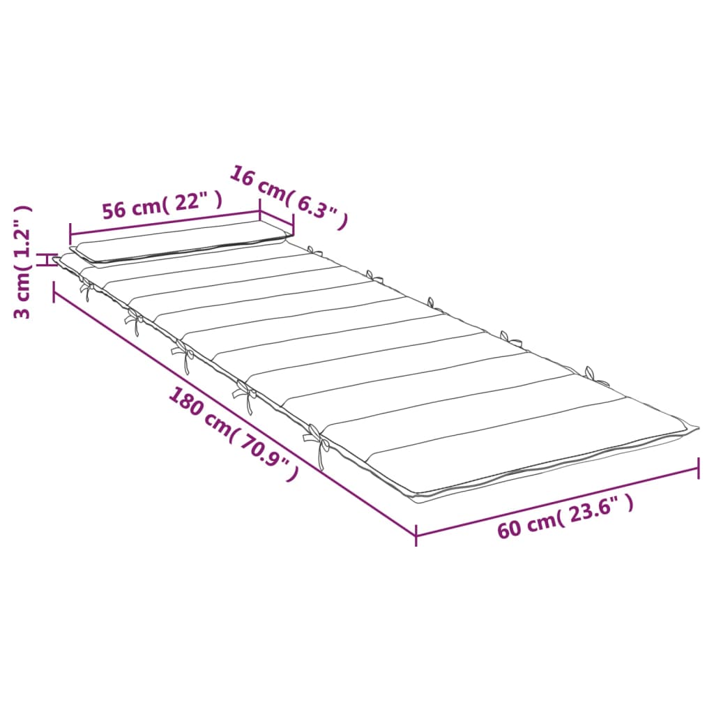 Blazina za ležalnik taupe 180x60x3 cm oxford tkanina