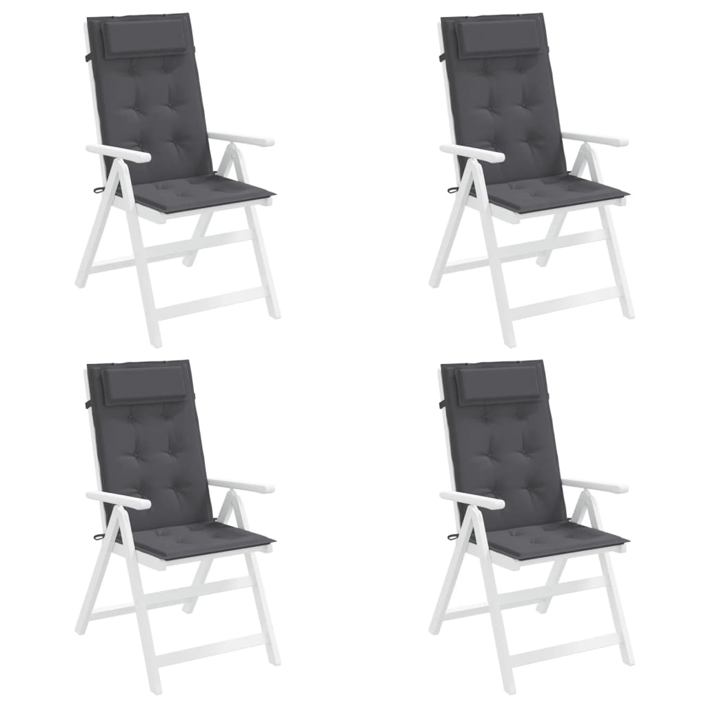  Podušky na stoličky s vysokým operadlom 4 ks antracitové látka