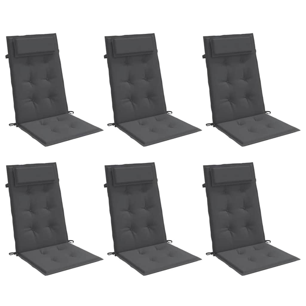 vidaXL Stoelkussens 6 st hoge rug oxford stof antracietkleurig afbeelding