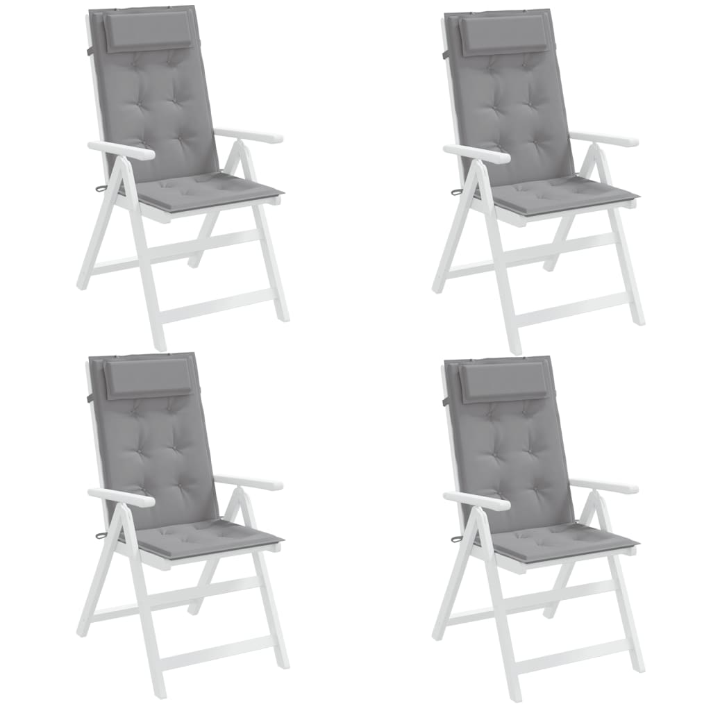  Podušky na stoličky s vysokým operadlom 4 ks sivé látka