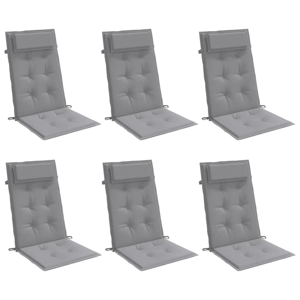vidaXL Stoelkussens 6 st hoge rug oxford stof grijs afbeelding