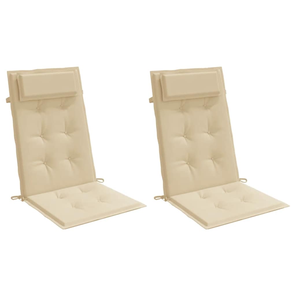 vidaXL Stoelkussens 2 st hoge rug oxford stof beige afbeelding
