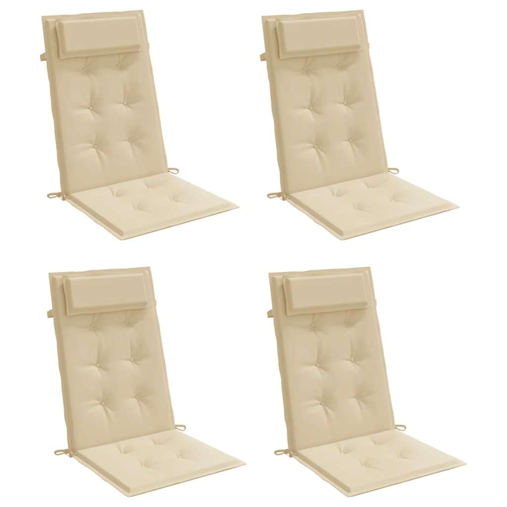 vidaXL Stoelkussens 4 st hoge rug oxford stof beige afbeelding
