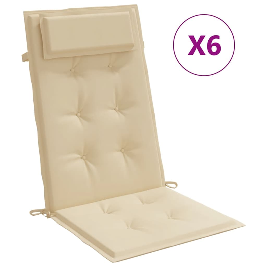 vidaXL Stoelkussens 6 st hoge rug oxford stof beige