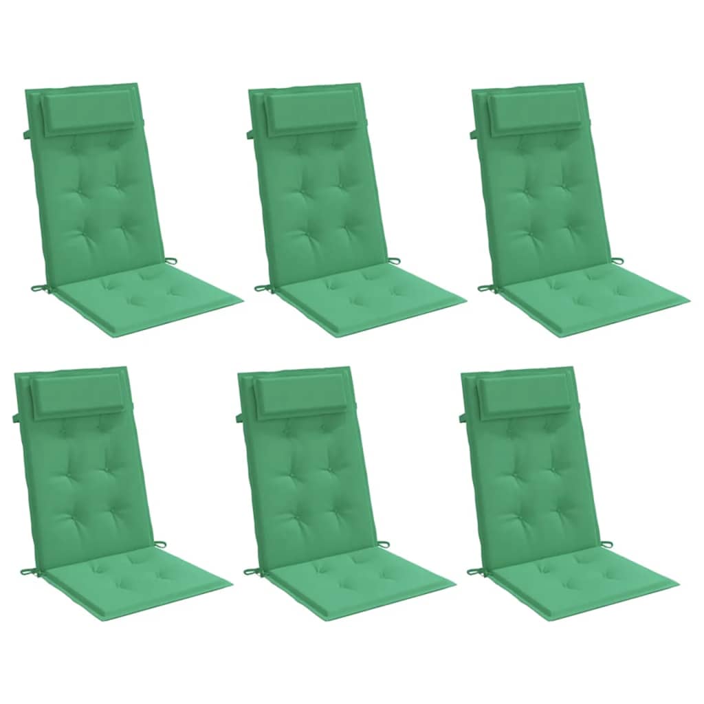 vidaXL Stoelkussens 6 st hoge rug oxford stof groen afbeelding