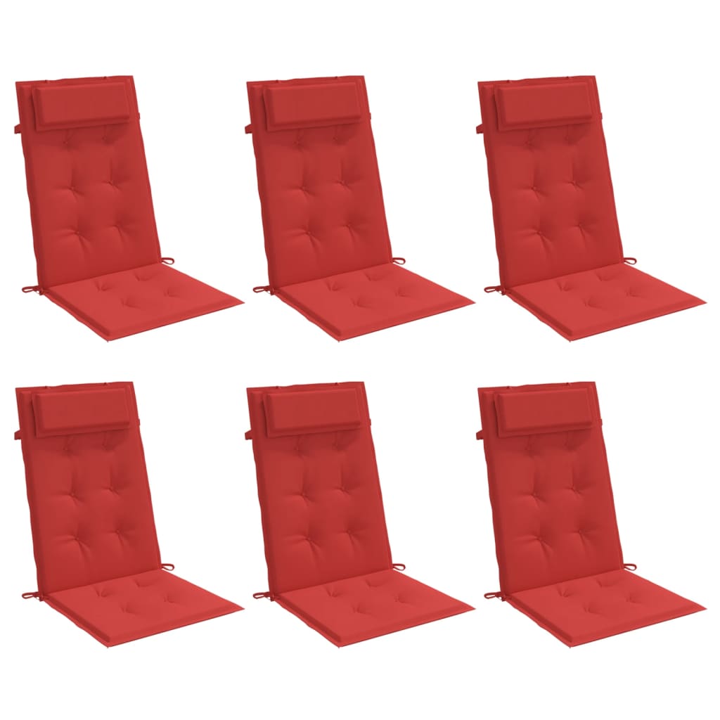  Podušky na stoličky s vysokým operadlom 6 ks červené látka
