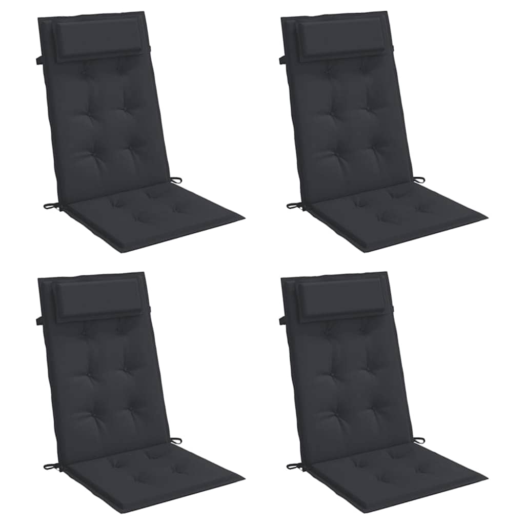 vidaXL Stoelkussens 4 st hoge rug oxford stof zwart afbeelding