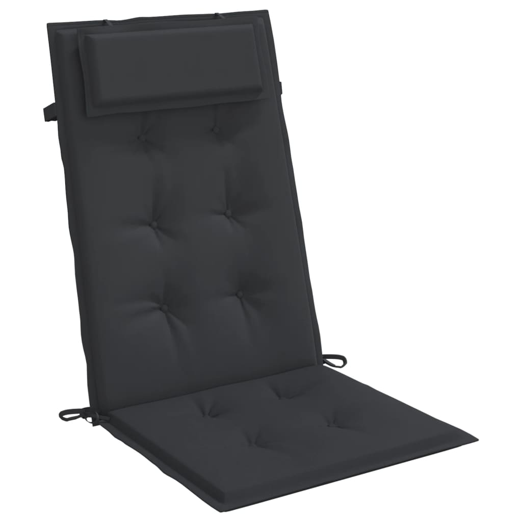  Podušky na stoličky s vysokým operadlom 4 ks čierne látka