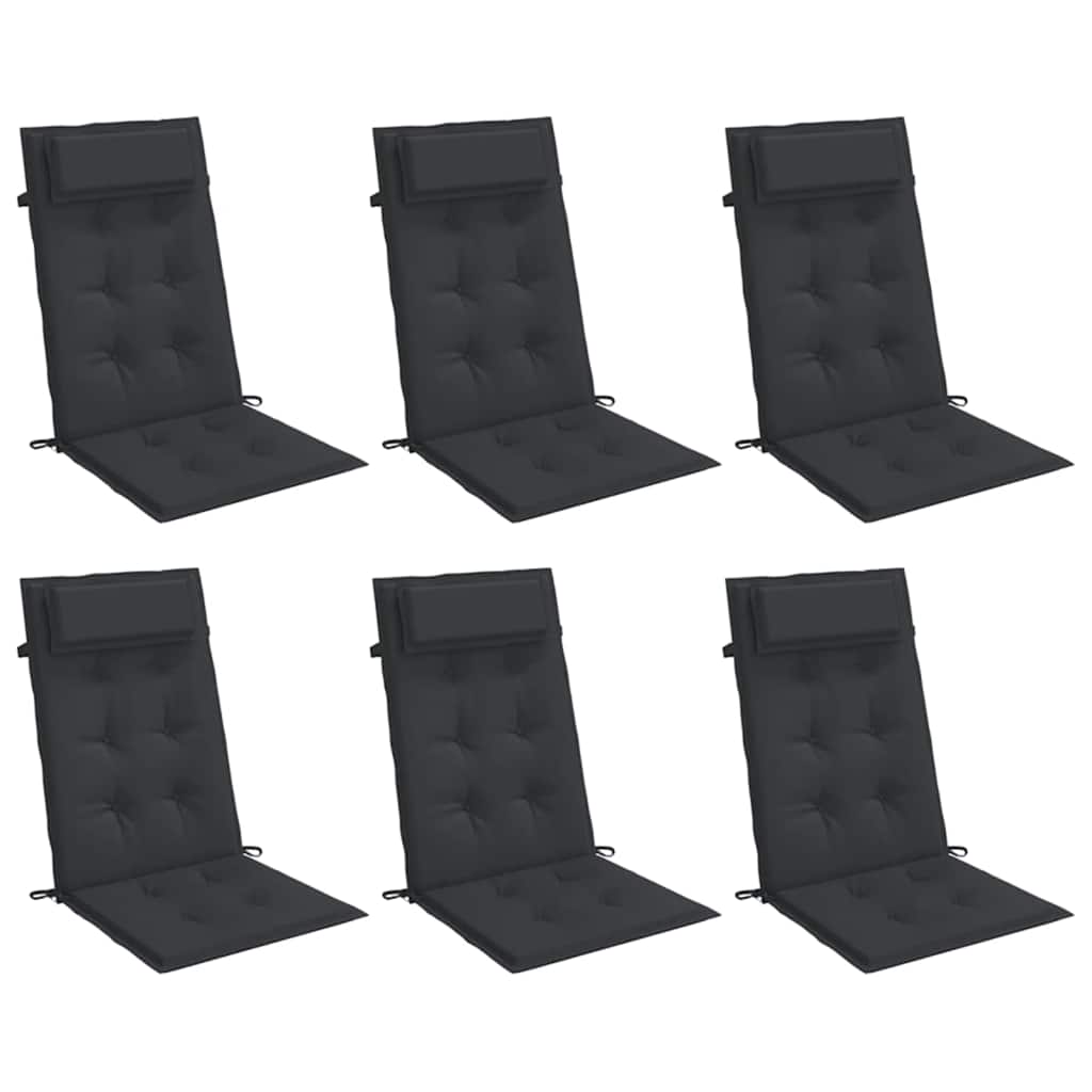 vidaXL Stoelkussens 6 st hoge rug oxford stof zwart afbeelding