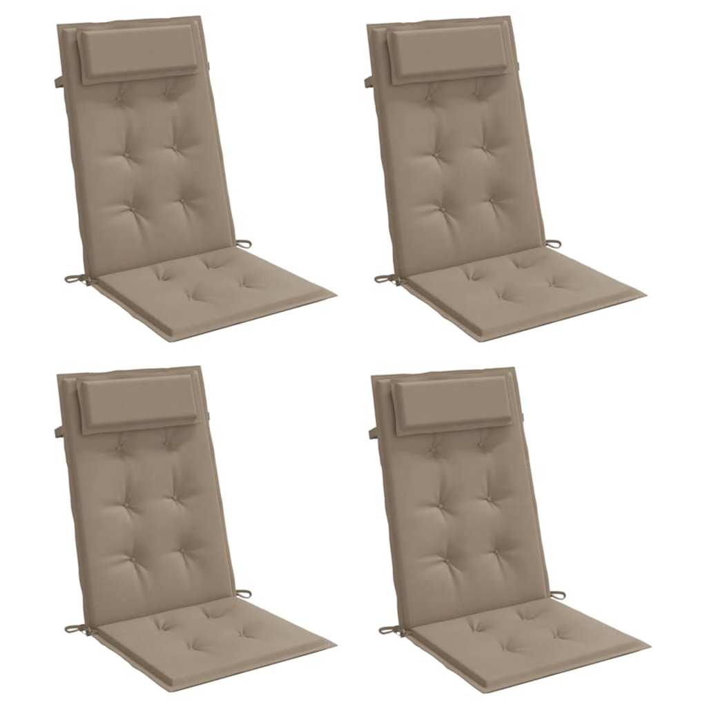 vidaXL Stoelkussens 4 st hoge rug oxford stof taupe afbeelding