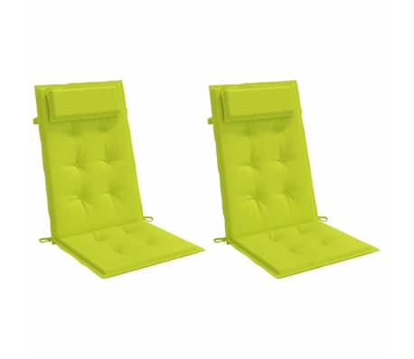 vidaXL Cojines de silla respaldo alto 2 uds tela Oxford verde brillo
