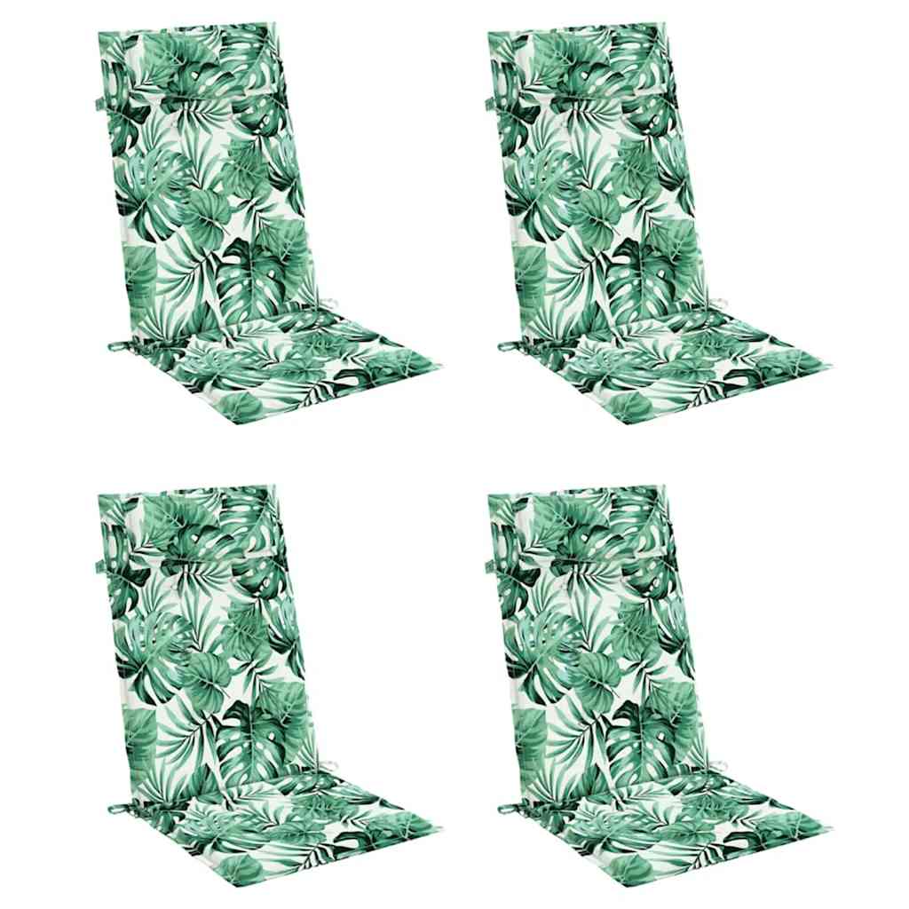 vidaXL Stoelkussens 4 st hoge rug bladpatroon oxford stof groen, foto 2