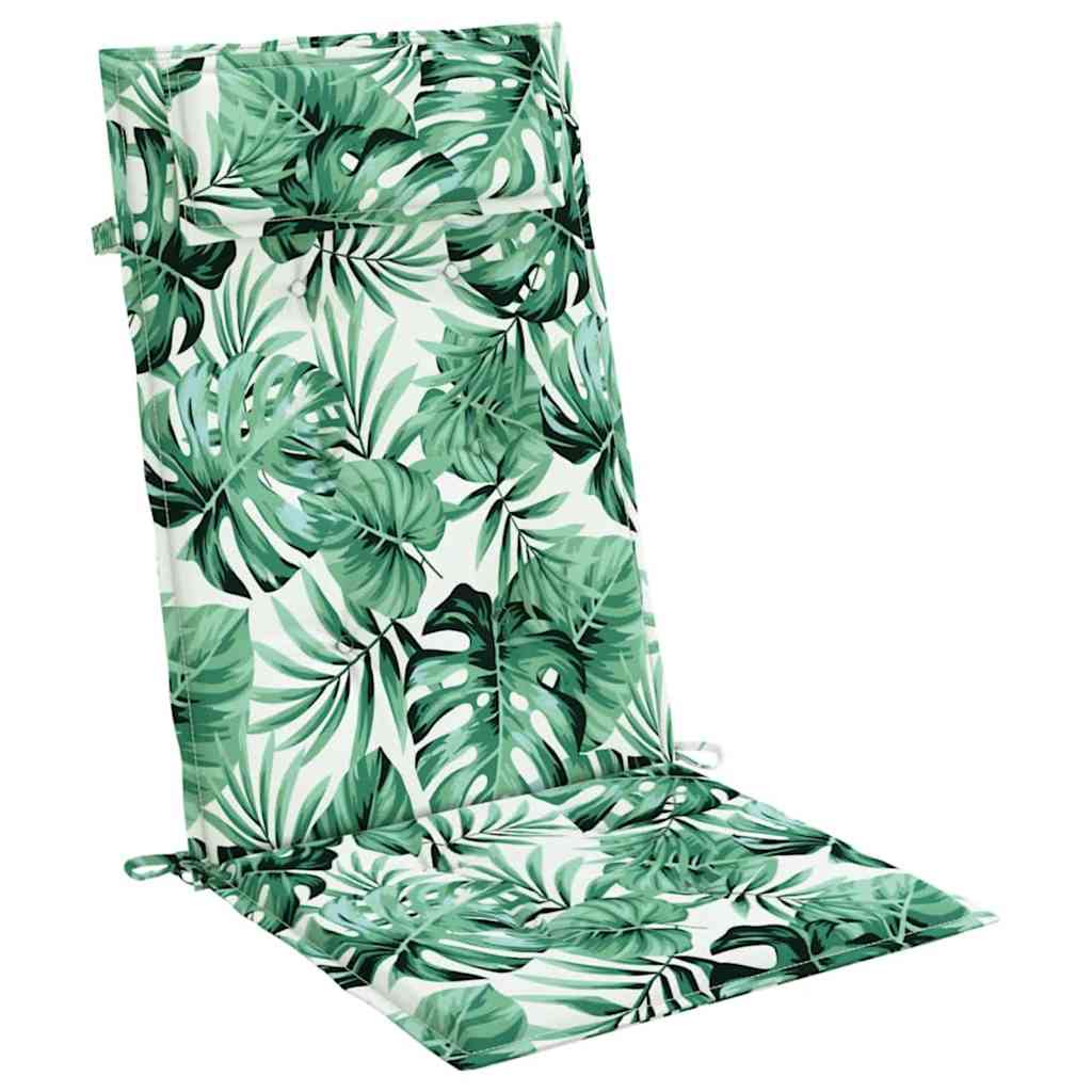 vidaXL Stoelkussens 4 st hoge rug bladpatroon oxford stof groen, foto 4
