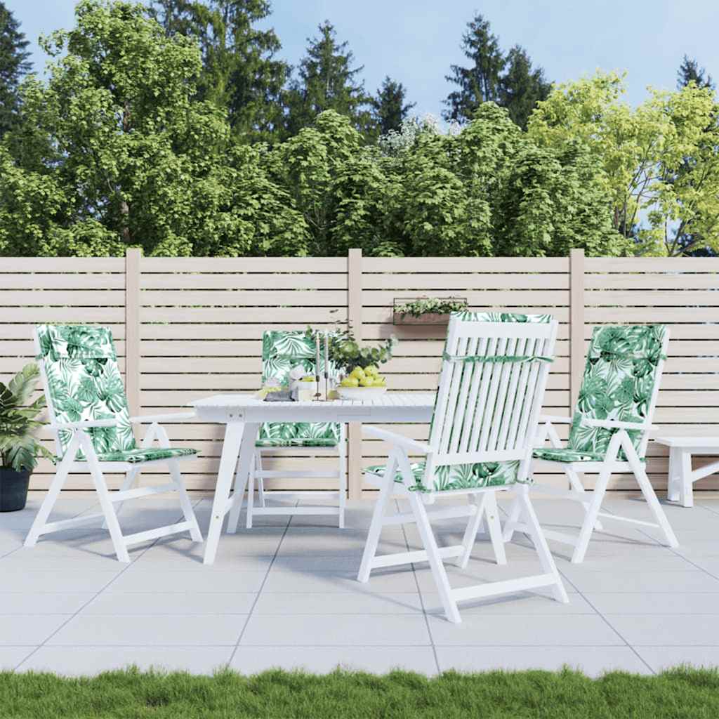 vidaXL Perne de scaun spătar înalt, 4 buc, model frunze, textil Oxford