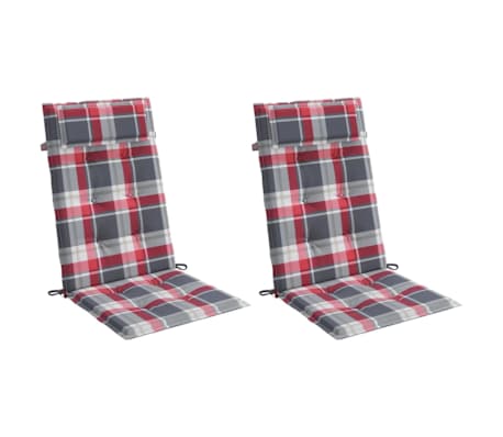 vidaXL Hochlehner-Auflagen 2 Stk. Rot Karomuster Oxford-Gewebe