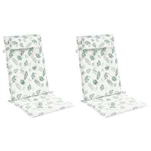 vidaXL Hochlehner-Auflagen 2 Stk. Blattmuster Oxford-Gewebe