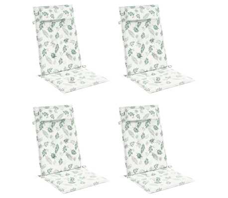 vidaXL Perne de scaun spătar &icirc;nalt, 4 buc, model frunze, textil Oxford