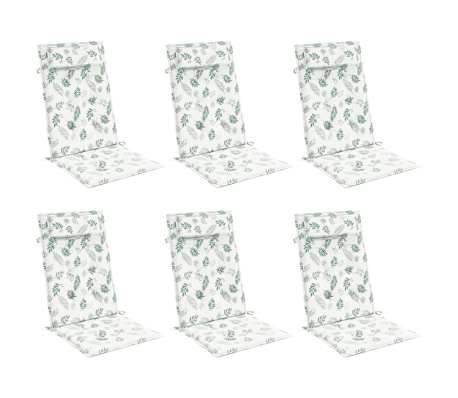 vidaXL Coussins de chaise &agrave; dossier haut lot de 6 mod&egrave;le de feuille
