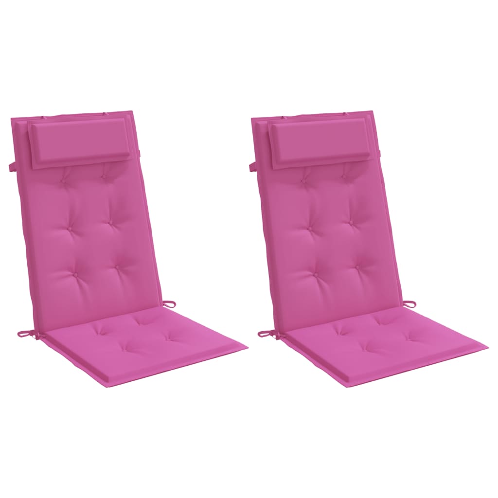 vidaXL Coussins de chaise à dossier haut lot de 2 rose tissu oxford