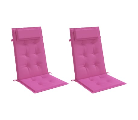 vidaXL Coussins de chaise à dossier haut lot de 2 rose tissu oxford