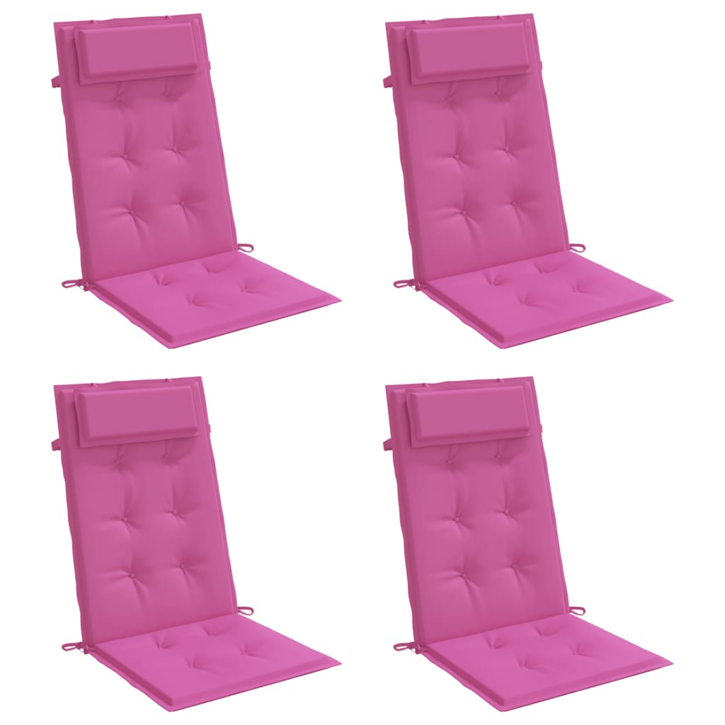 vidaXL Almofadões p/ cadeira encosto alto 4 pcs tecido oxford rosa