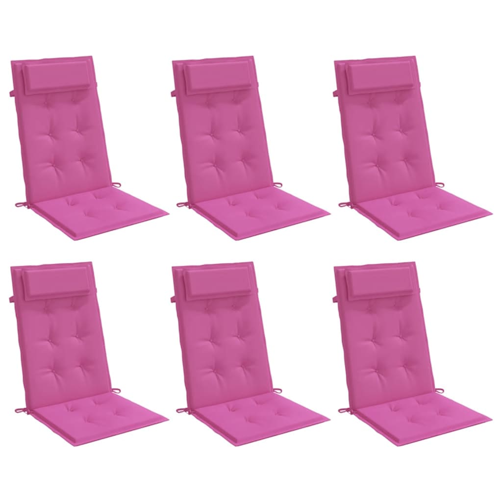 vidaXL Stoelkussens 6 st hoge rug oxford stof roze afbeelding