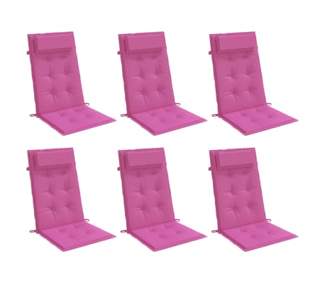 vidaXL Μαξιλάρια Καρέκλας με Ψηλή Πλάτη 6 τεμ. Ροζ από Ύφασμα Oxford