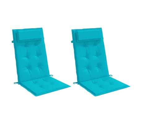 vidaXL Highback Chair Cushions 2 pcs Turquoise Oxford Fabric