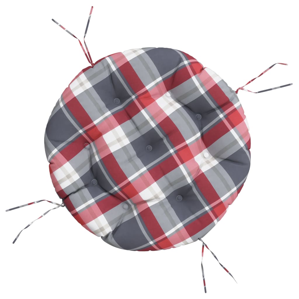 E-shop vidaXL Okrúhly vankúš červený károvaný Ø 60 x 11 cm oxfordská látka